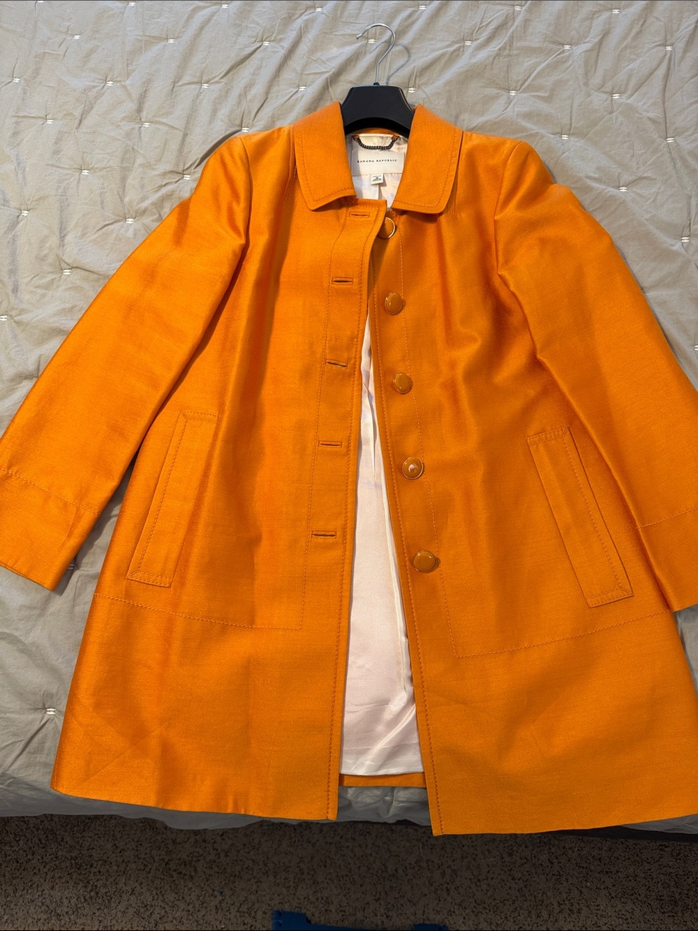 Banana Republic Metallic Orange Shimmer Coat Petite Medium